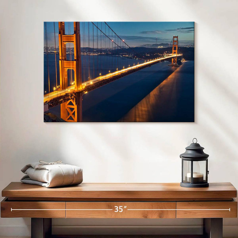 Lilie Golden Gate Bridge, San Francisco, après la tombée de la nuit, H 20 po x l 30 po