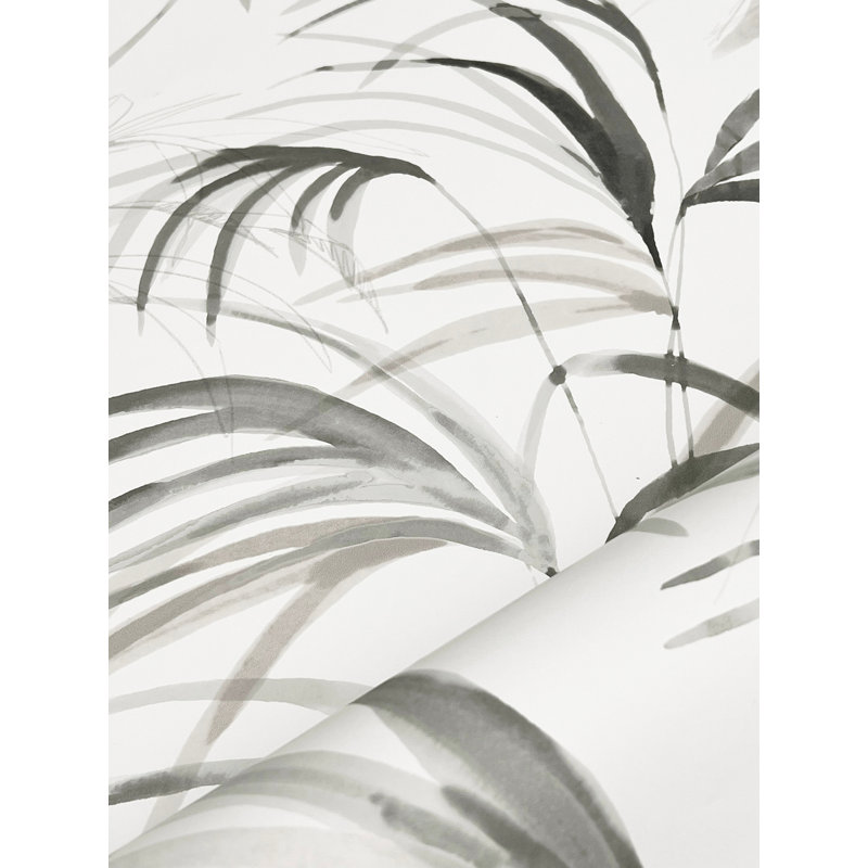 Inky Warm Neutral Palms Wallpaper, Black