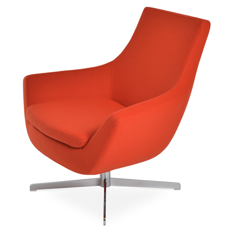 Méridienne pivotante 4 étoiles Rebecca, Chrome, Laine orange