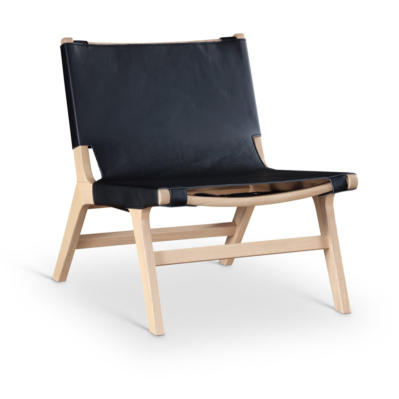 Fauteuil d'appoint en cuir Rawlins, Naturel, Cuir végétalien noir