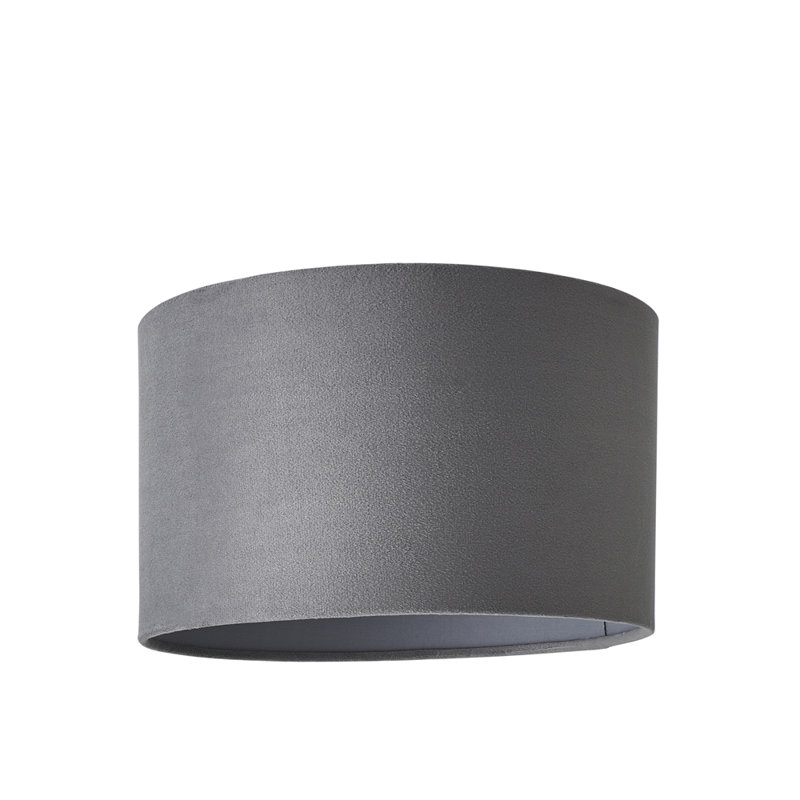 20cm H Velvet Drum Pendant Shade ( Screw On ), 15 cm H x 25 cm W x 25 cm D, Grey
