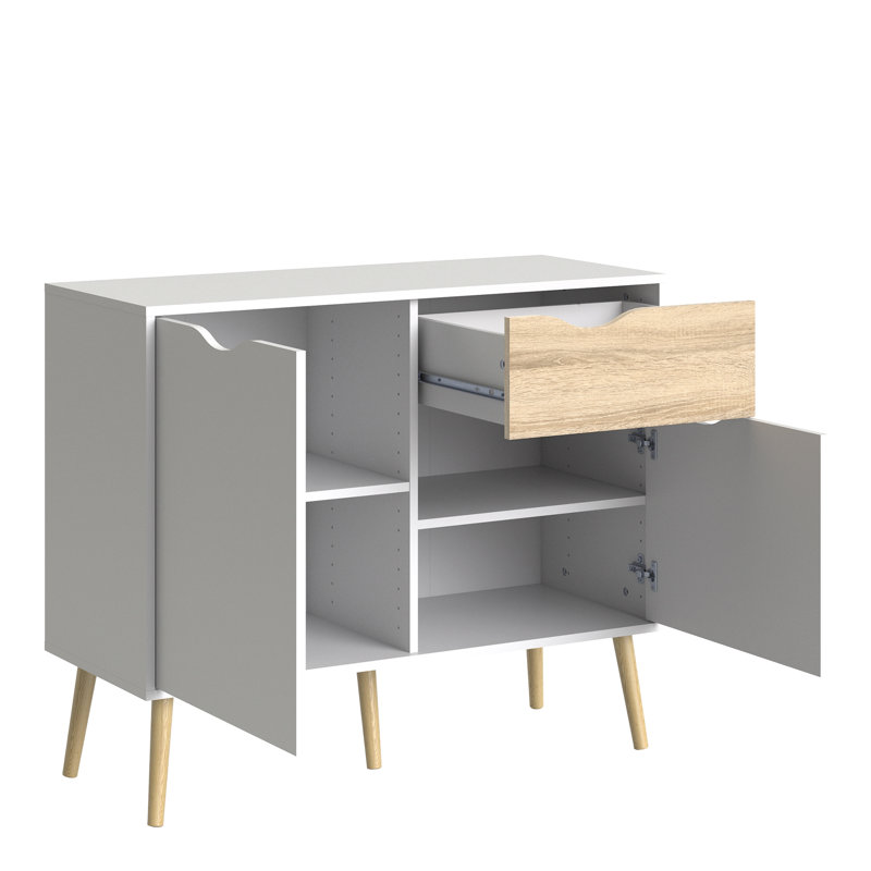 Havana 98.7Cm Wide 1 Drawer Sideboard, White/Oak
