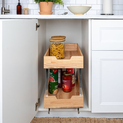Rustic Wood and Steel Pull-Out Organizer