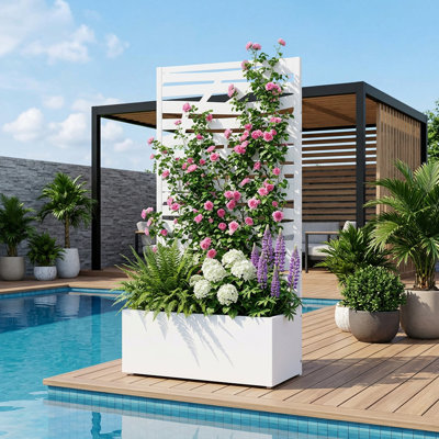Metal Planter Box with Trellis