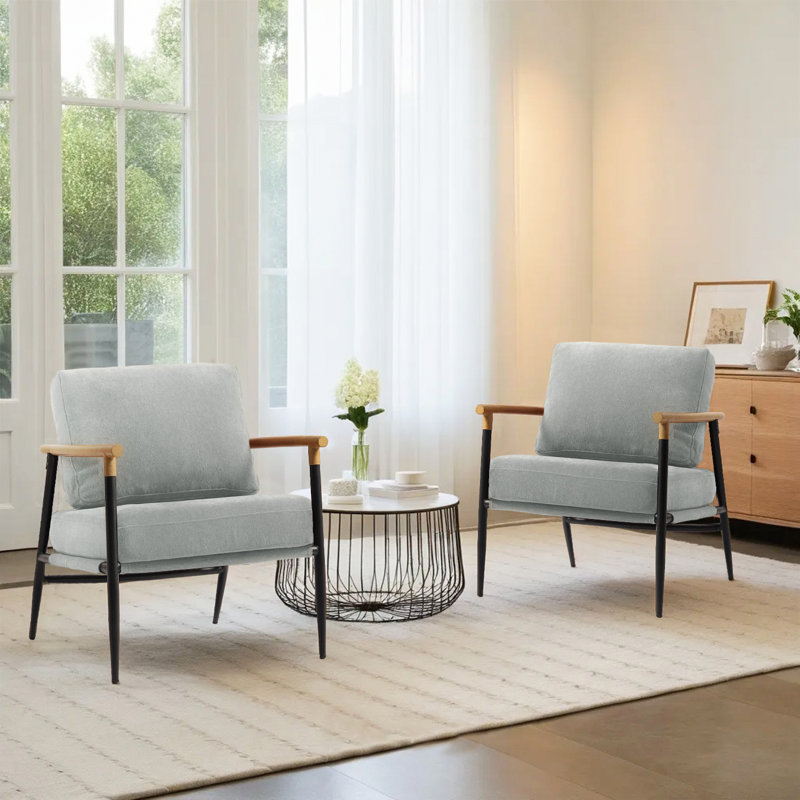 Fauteuil d'appoint Dajauna, Chenille gris pâle