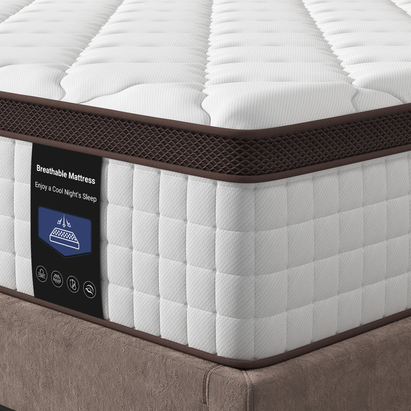 Serweet Medium Bamboo  Infused Charcoal Cooling Memory Foam Mattress -  10” & 12”, Queen, 12"