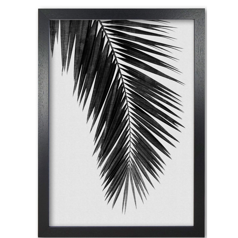 PaIm Leaf I - Print, 85 cm H x 60 cm W x 5 cm D, Black Grain Frame