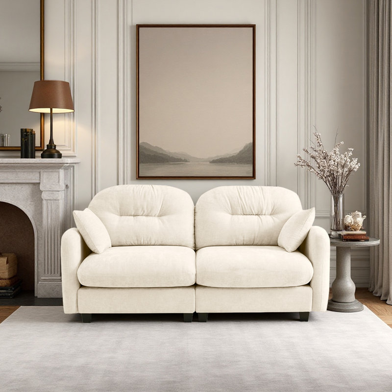 Chenille Sofa, Loveseat, Couch, Beige
