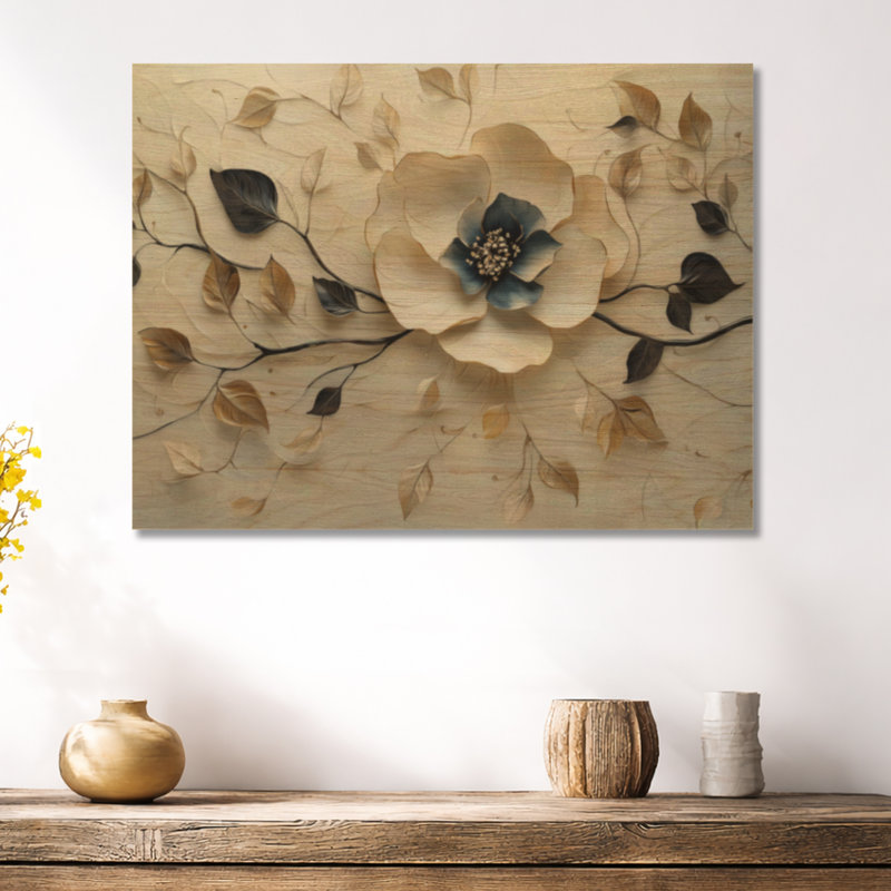 Luciana  I - Décoration murale en bois à motifs floraux, H 24 po x l 32 po, Rectangulaire