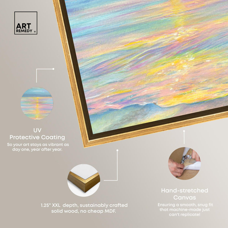 Wonderful Sunset Abstract Canvas Art with Gold Floater Frame