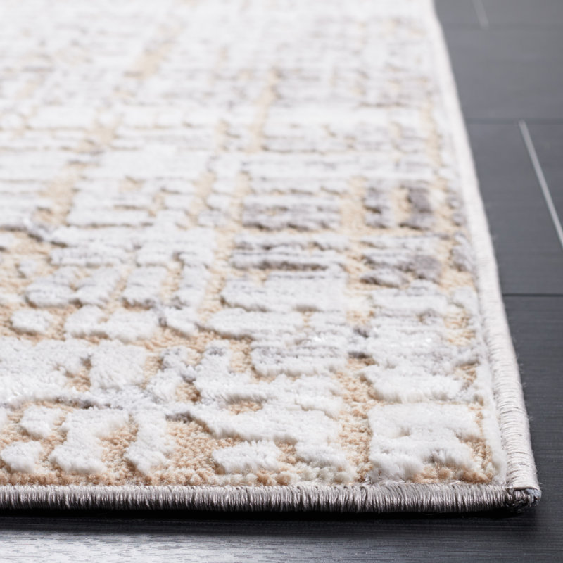 Amelia Gray and Beige Synthetic Hand-knotted Area Rug