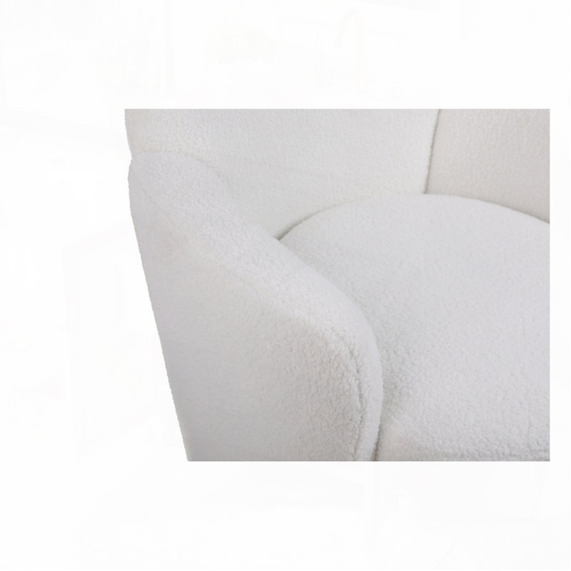 Fauteuil demi-tonneau Teddy, Ours en peluche ivoire