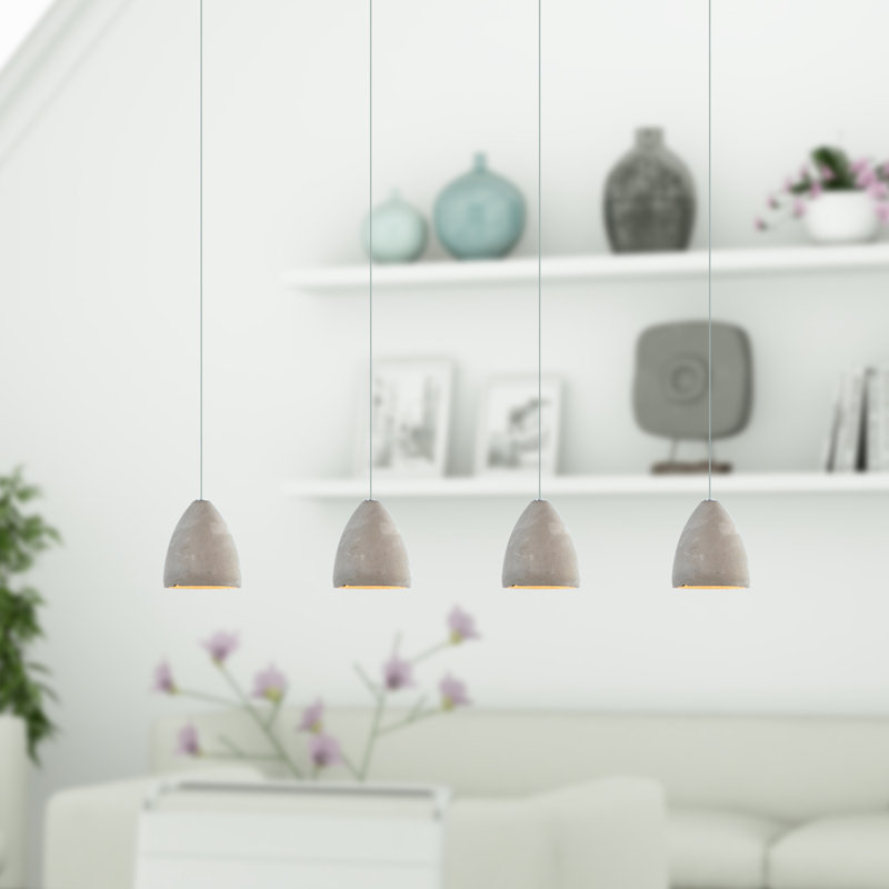 Luminaire suspendu linéaire à 4 lumières pour îlot de cuisine Atherton, Nickel