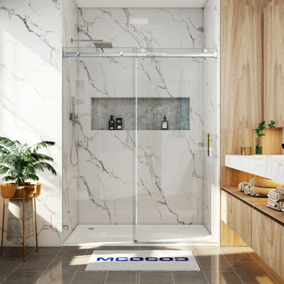 Opal Mirage MCOCOD 56-60.5" W x 79" H Single Sliding Frameless Soft Close Tub Door with 3/8" (10mm)Clear Glass