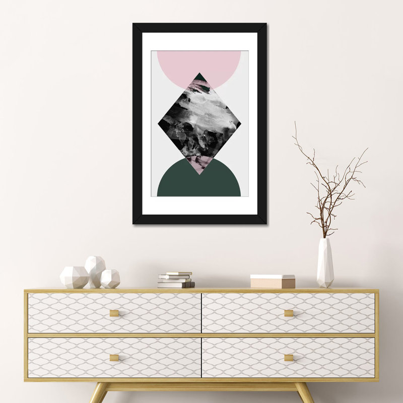 «Minimalisme XXI», impression sur toile, H 32 po x l 24 po x P 1 po, Papier d'art encadré noir, Blanc