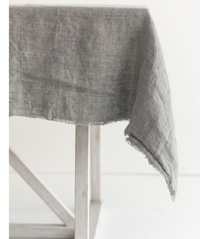 Stone Washed Linen Tablecloth, Gray