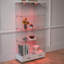Vitrine moderne en verre avec lumières DEL, 4 tablettes et 2 grands tiroirs pour un rangement sécuritaire et élégant.-122751219
