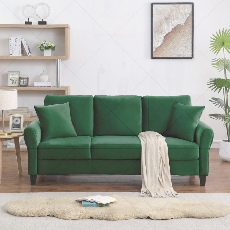 Costilla Upholstered 78.35'' Sofa, Green Velvet