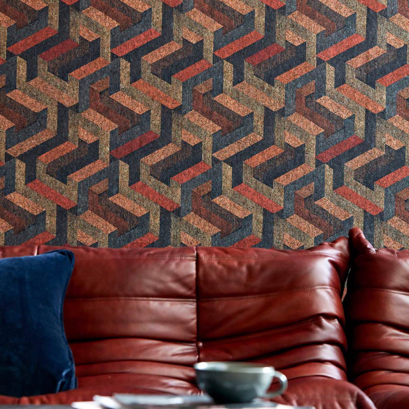 Escheresque Wallpaper, Copper/Slate