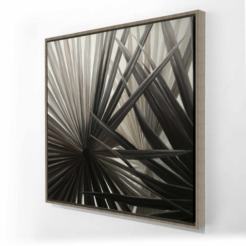 Plantes tropicales en niveaux de gris - art sur toile botanique