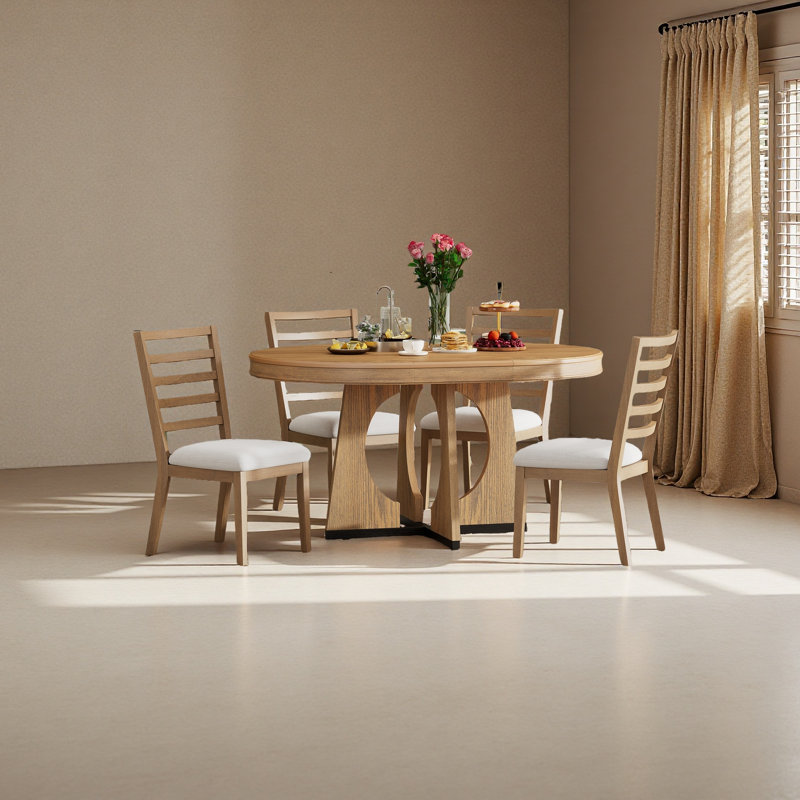 Table de salle à manger ronde pour 4 avec chaises, ensemble de table de salle à manger extensible avec rallonge centrale amovible de 16 po, ensemble de table de salle à manger rétro 5 pièces à motif géométrique unique