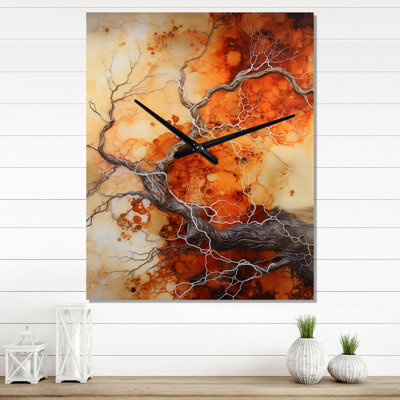 Horloge murale moderne avec érable orange et brun