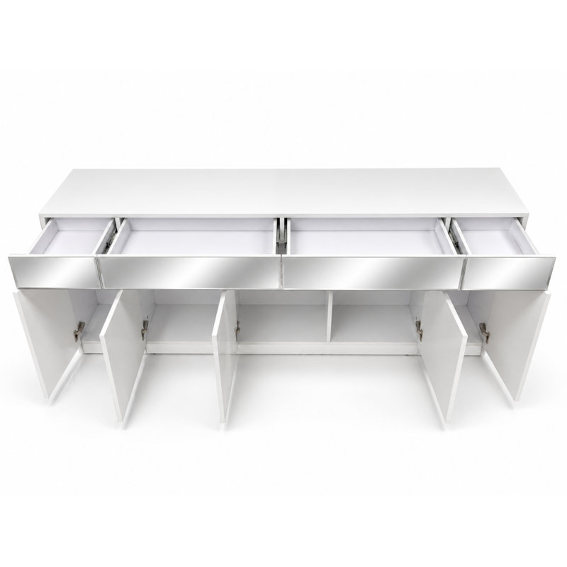 Mera White Lacquer Mirrored Buffet Server