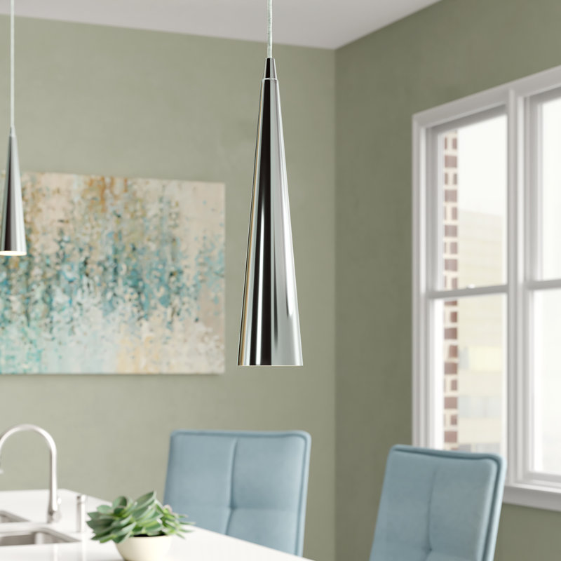Sleek Satin Nickel Indoor/Outdoor Pendant Light with Glass Accent