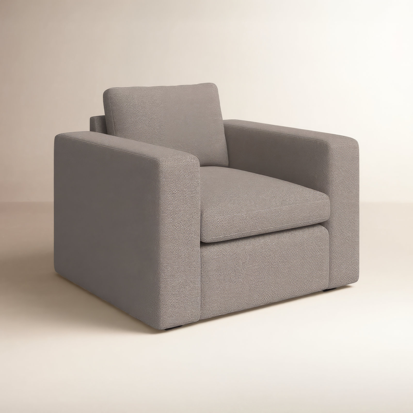Benedict Oak Armchair, Mushroom Performance Basketweave