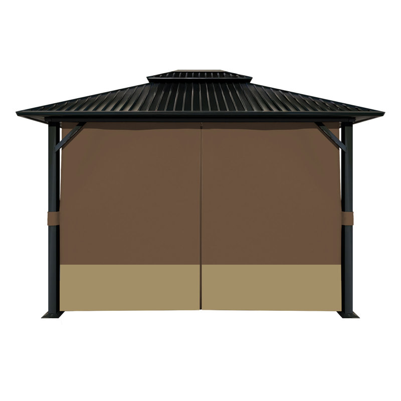 Aoodor Replacement 4-Panel Gazebo Sidewall Curtains, Coffee/Khaki, 82.7" H x 144" W x 144" D