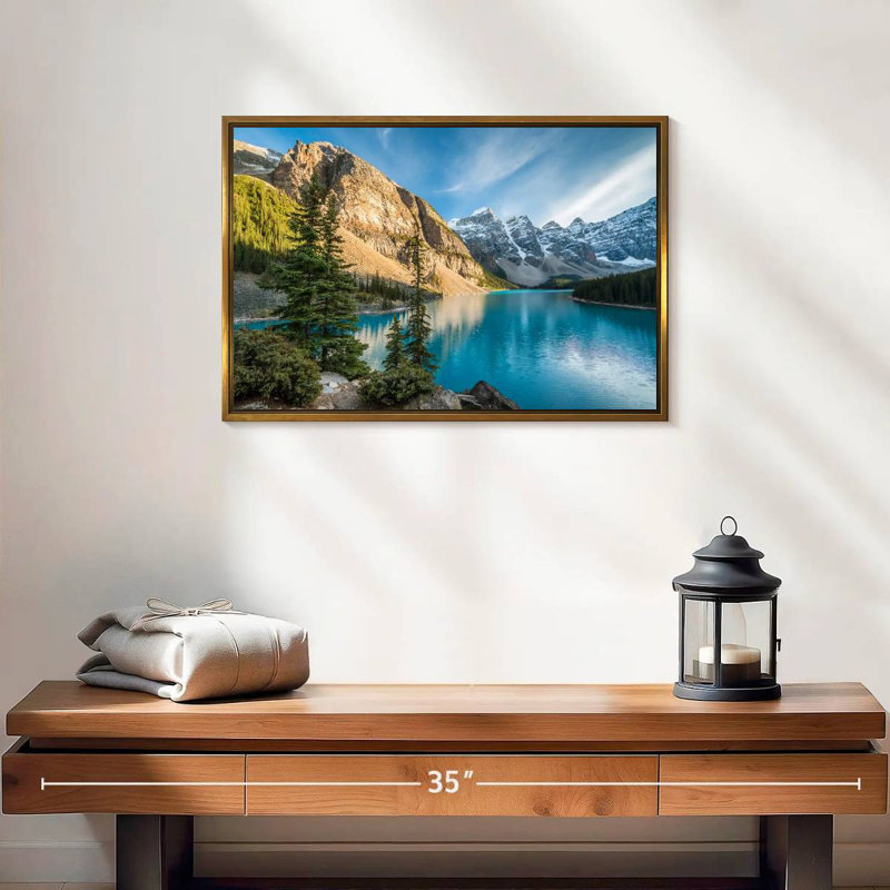 Lac Moraine Glorious, Cadre flottant doré, 19 po x 13 po