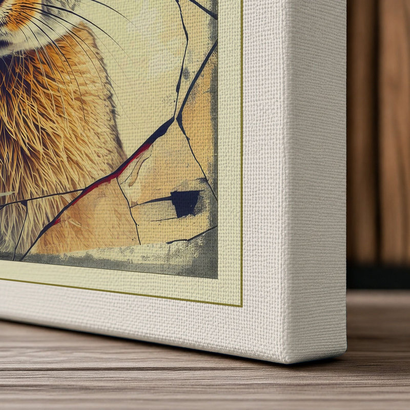 Formal Rabbit Study Japandi - Wrapped Canvas, 36x24 - 91.4 x 61.0 cm, Cream Border