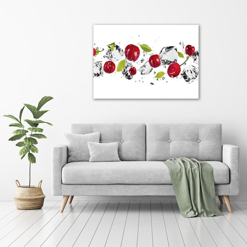Cherries And Water - No Frame Print on Glass