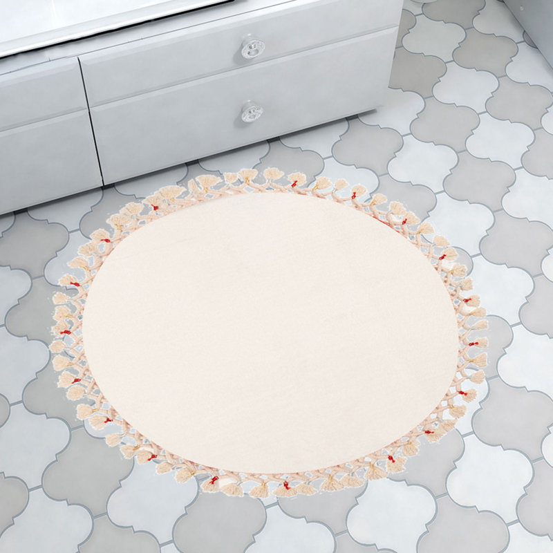 Tapis pour salle de bain de couleur unie Klotilde, L 47 po x L 47 po, Blanc