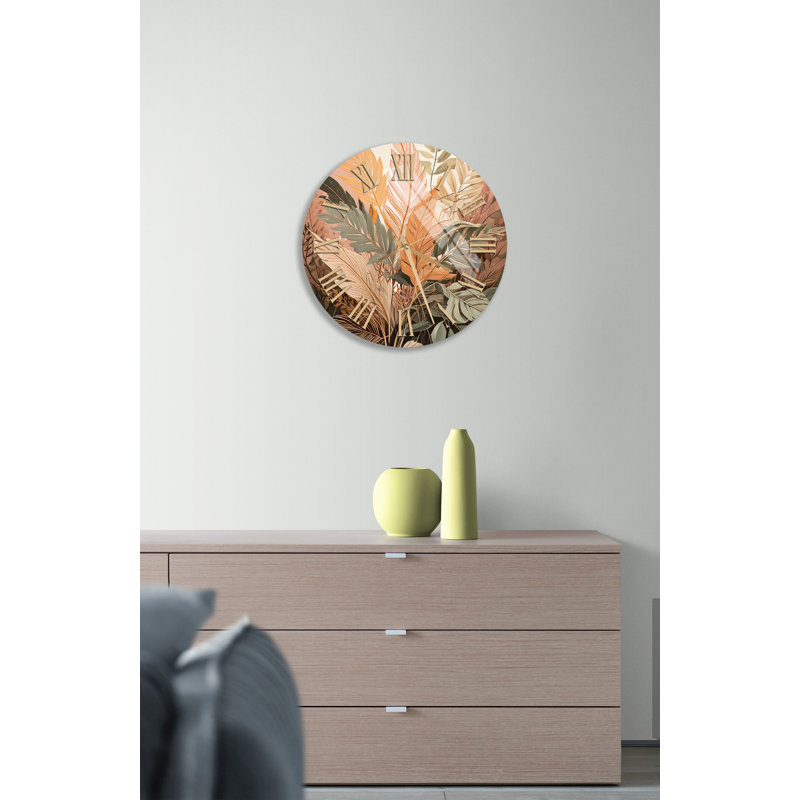 Horloge murale rétro en verre trempé, Doré