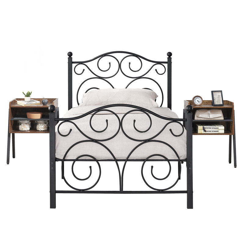 Auxter Steel Piece Bedroom Set, Twin, Black/Brown
