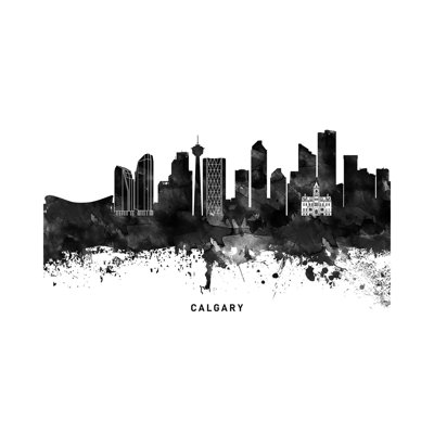 " Calgary Skyline Black And White " by WallDecorAddict