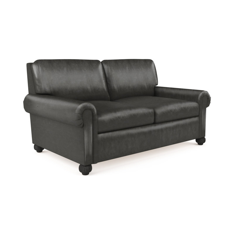 Causeuse Leroy, Ébène, H 36 po x l 72 po x P 49 po, Cuir rétro graphite