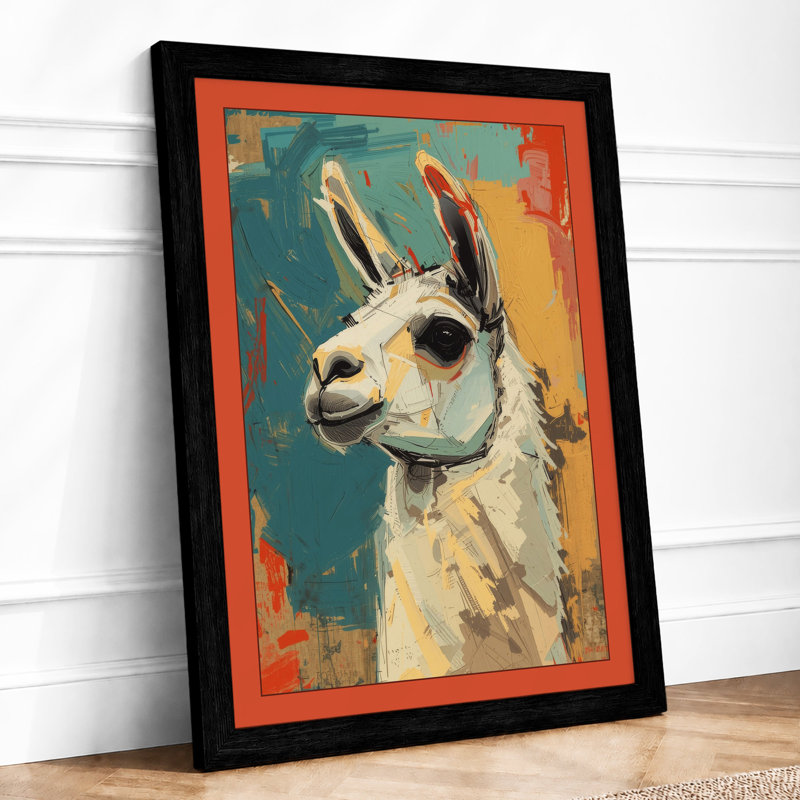 Serene Llama Modern - Framed Print, A1 - 84.1 x 59.4 cm, Black