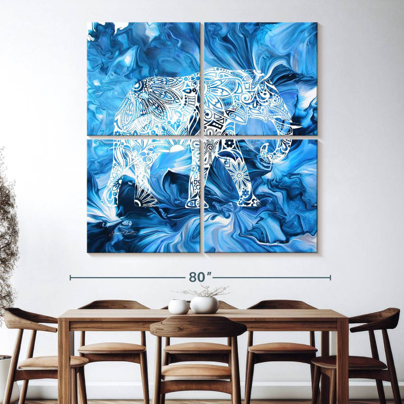 Brampt Vibrant Abstract Elephant, 74" H x 74" W