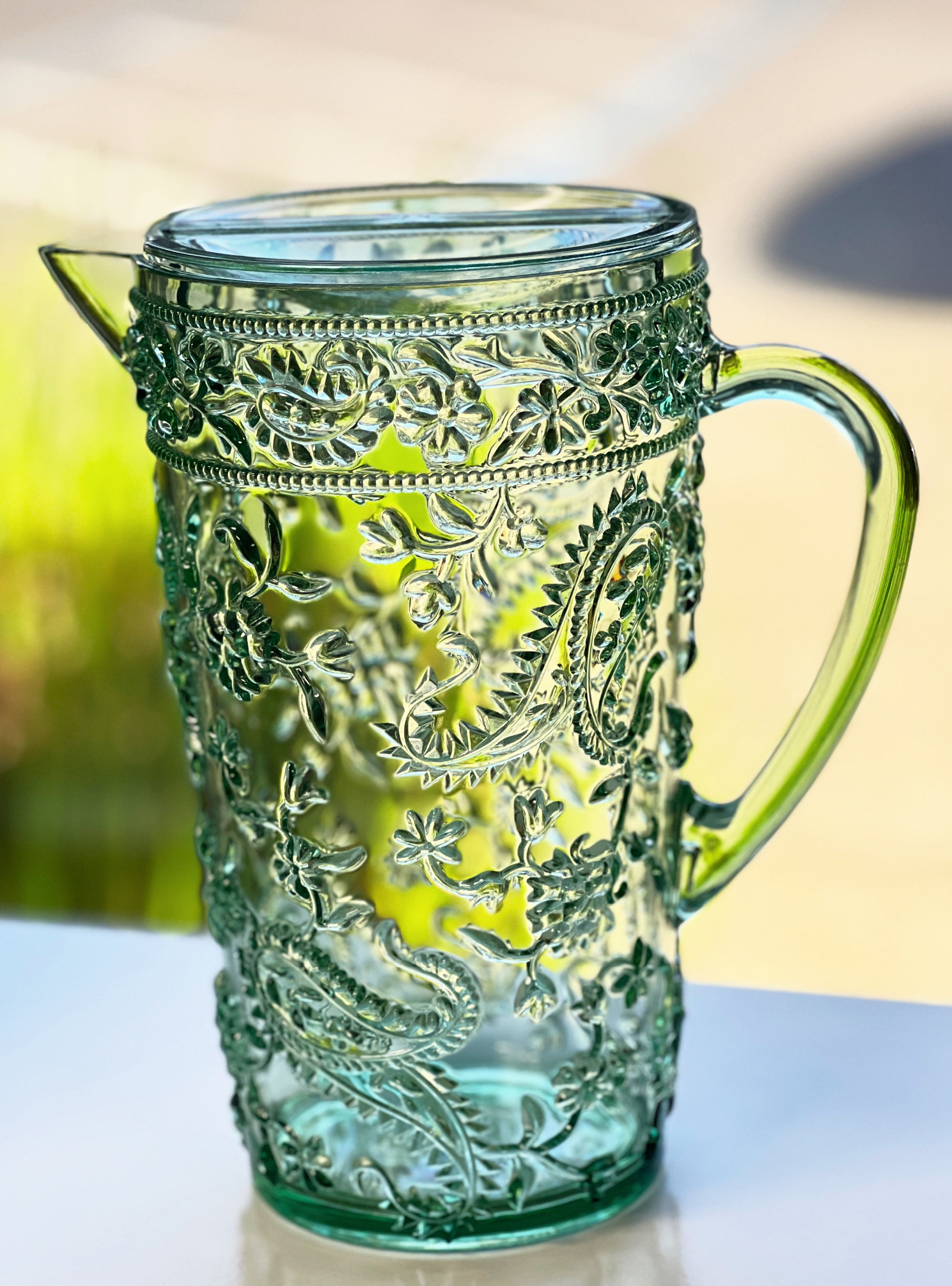 Talia Paisley 64 oz. Pitcher in color Green | Wayfair