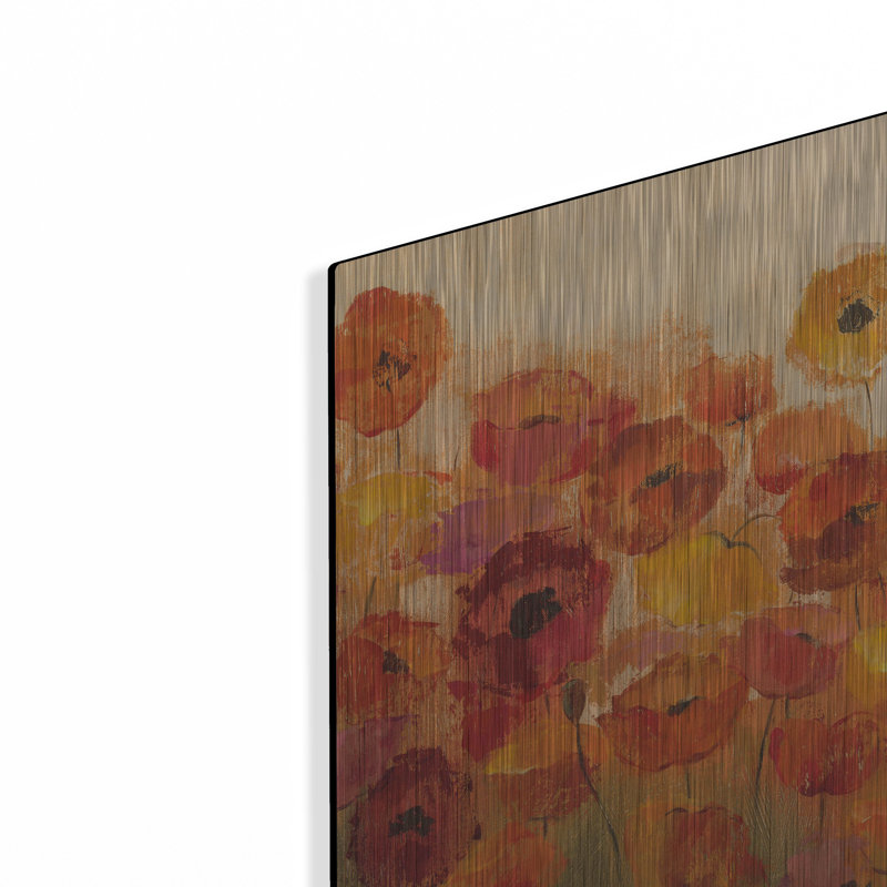 Art mural en métal  «Summer Poppies» par Silvia Vassileva, H 12 po x l 16 po