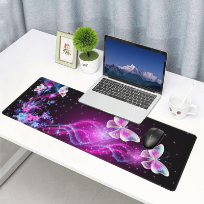 Butterfly Mouse Pad XL Large Mousepad Non Slip Rubber Base Desk Mat for Laptop Computer Gaming 15.75" X 35.4" Comes with a free 11-ounce mug