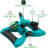 GrowGreenBrands Rotating Lawn Sprinkler for Yard & Garden, Heavy-Duty ABS Plastic Water Sprinkler, Large Area Coverage with Adjustable Spray, Green