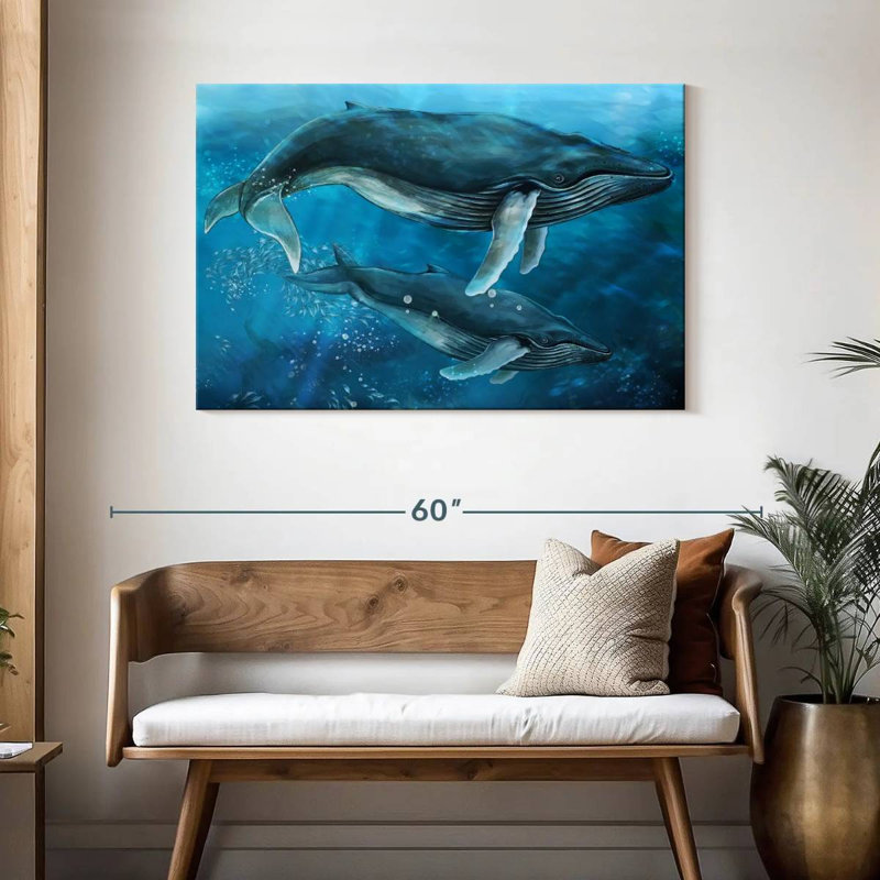 Majestic Humpback Whales, 30" H x 45" W