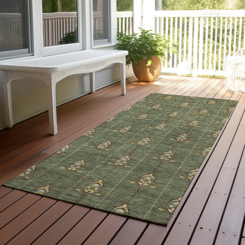 Tapis intérieur / extérieur lavable à la machine pour enfants ACN2691, Olive, Tapis de couloir 2 pi 3 po x 7 pi 6 po