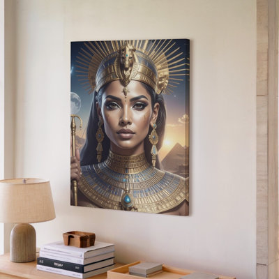 A Beautifully Detailed Fantasy Portrait Of Canvas A Regal Egyptian Queen Adorned With Elaborate Wall Art Premium Quality Ready To Hang