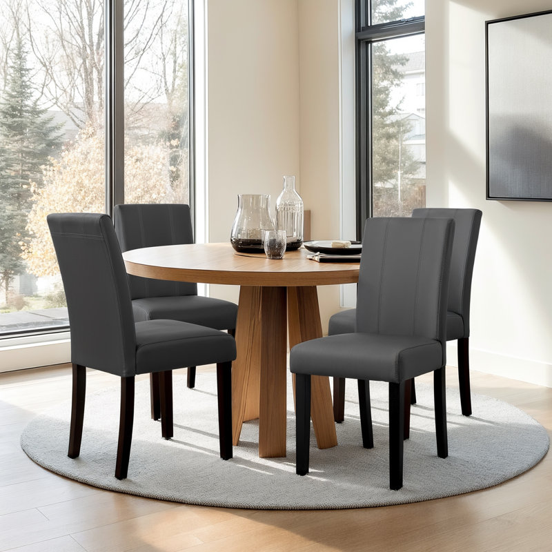 Mitman PU Leather Waterproof Dining Chair, Gray, 4