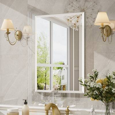 Aluminum Frame Bathroom Vanity Mirror,Tempered Glass Rectangle Wall Mirror