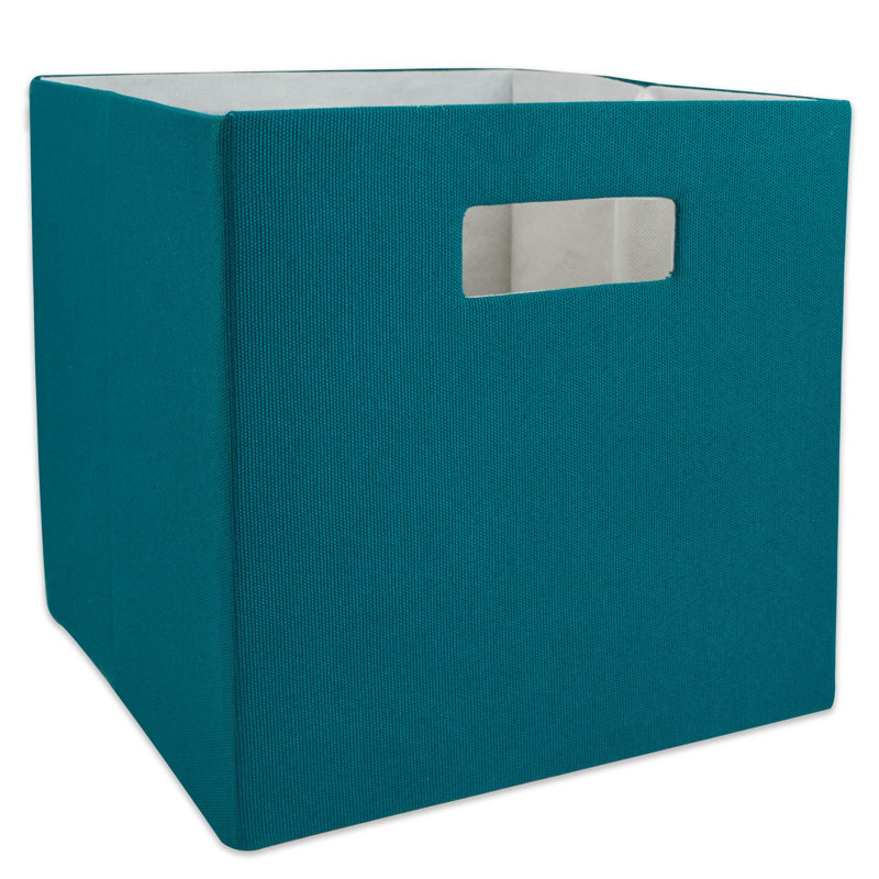Ebern Designs Fabric Bin, Teal, 13" H x 13" W x 13" D